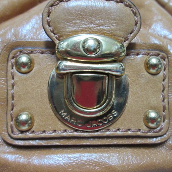 Marc Jacobs Camila camel Leather quilted patchwork shoulder bag purse Italy zip - Picture 5 of 14